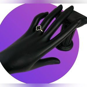 New Gemolio Sterling Silver Genuine Black Onyx 4 Leaf Ring Size 7